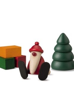 Weihnachtsmann auf Kante sitzend mit Baum und Geschenken, Miniaturset 1
