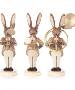 Hasentrio mit Zugposaune, Jagdhorn und Sousaphon, natur