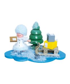 Schneeflöckchen auf Wolke als Paketbote