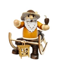 Räuchermann Holzfäller auf Schlitten