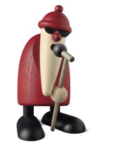 Weihnachtsmann am Mikrofon, introvertiert