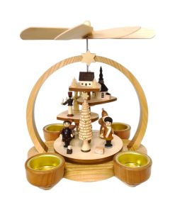 Teelichtstufenpyramide Weihnachtsmann, natur