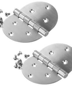 2 Stück hochwertige SISO / UMAXO® runde Tür-Scharniere aus massivem Edelstahl 98x70x2mm, inkl. Schrauben. Türband für Türen im Nassbereich. Edelstahlscharnier SUS304 (V2A), Materialstärke 2mm
