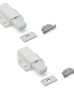 2 Stück hochwertiger Magnet-Druckschnäpper, inkl. Gegenplatte, Oberfläche: weiß, 38 mm (1-1/2″), ML-80W. Push-to-open Türöffner für Möbeltüren, Schranktüren und vieles mehr, von Sugatsune / LAMP® (Japan)