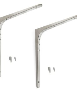 2 Stück hochwertiger rostfreier Montagewinkel, aus massivem rostfreiem Edelstahl, Tragkraft: 130 kg (287 lbs), 378 mm (14,9″), BT-380. Regalwinkel für Außenbereich, Schwimmbad, Badezimmer, Boote und viel mehr, von Sugatsune / LAMP® (Japan)