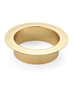 Hochwertiger runder Mülldurchwurf, aus rostfreiem Edelstahl, Oberfläche: vergoldet 24K, 82 mm (3,3″), Ausführung: flach, AN-LH005-GP. Edelstahlmülldurchwurf, für Systemgastronomie, Ladenbau, Catering und viel mehr, von Sugatsune / LAMP® (Japan)